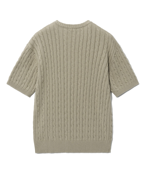 YALE(イェール)の「ヘリテージ ダン ケーブル 半袖 ラウンド ニット ウォームグレー(Tシャツ/カットソー・レディース・その他・S/M/L/XL)」の4枚目の写真