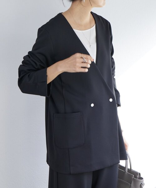 LIVETART(リヴェタート)の「《LIVETART》ドット釦ノーカラージャケット(ノーカラージャケット・レディース・ブラック・FREE)」の7枚目の写真