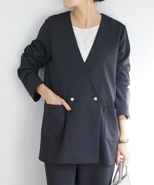 LIVETART(リヴェタート)の「《LIVETART》ドット釦ノーカラージャケット(ノーカラージャケット・レディース・ブラック・FREE)」の8枚目の写真