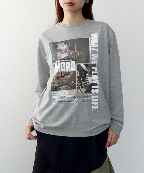 Cepica（セピカ）の「LOGO配色ロンT（Tシャツ/カットソー・レディース・グレー/ホワイト・FREE）」の2枚目の写真