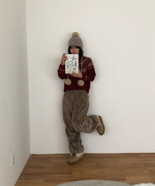 MUSINSA STANDARD WOMAN（ムシンサスタンダードウーマン）の「ウィメンズシャギーフリースワイドラウンジパンツ[ヘザーブラウン]（その他パンツ・レディース・その他・LARGE/SMALL/MEDIUM/X-SMALL）」の9枚目の写真