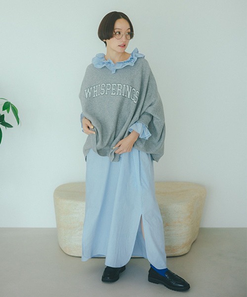 studio CLIP（スタディオクリップ）の「《高山都さんコラボ》Wフリルカラーワンピース[プチサイズあり]（ワンピース・レディース・スミクロ/ストライプ/チェック・FREE/PF）」の3枚目の写真