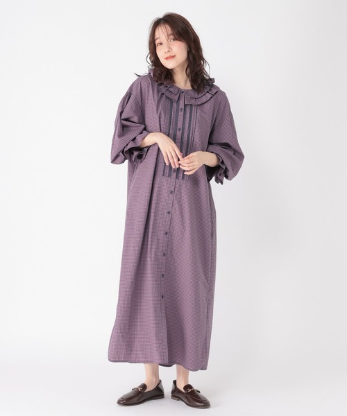 studio CLIP（スタディオクリップ）の「《高山都さんコラボ》Wフリルカラーワンピース[プチサイズあり]（ワンピース・レディース・スミクロ/ストライプ/チェック・FREE/PF）」の7枚目の写真