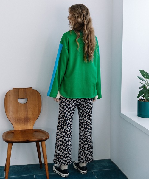 POU DOU DOU（プードゥドゥ）の「カットソージャガード裾フレアパンツ（その他パンツ・レディース・グリーン/ダークグレー/ネイビー・3）」の6枚目の写真