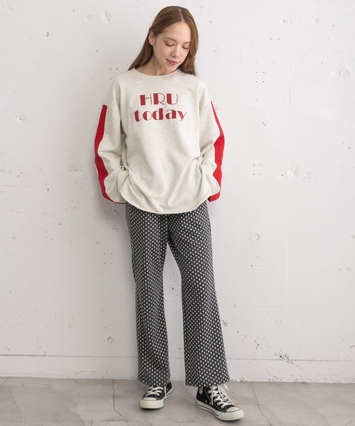 POU DOU DOU（プードゥドゥ）の「カットソージャガード裾フレアパンツ（その他パンツ・レディース・グリーン/ダークグレー/ネイビー・3）」の9枚目の写真