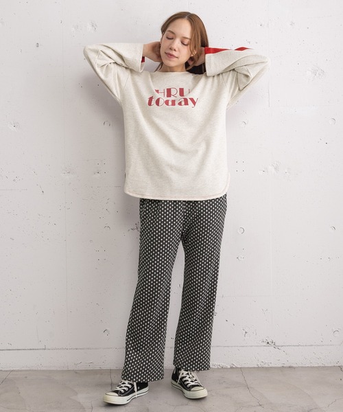 POU DOU DOU（プードゥドゥ）の「カットソージャガード裾フレアパンツ（その他パンツ・レディース・グリーン/ダークグレー/ネイビー・3）」の10枚目の写真