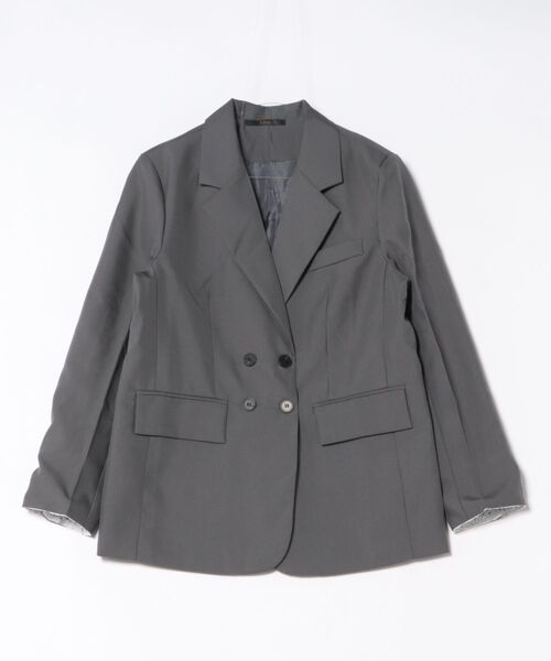 袖レース切り替えオーバーサイズ ダブルテーラードジャケット
