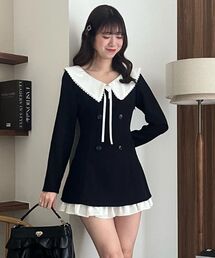 襟付きワンピース」に該当するブラック/黒色系のファッション通販