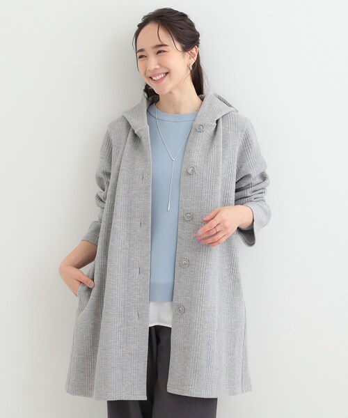 SHOO・LA・RUE（シューラルー）の「【S-LL】体型をカバーしながらスマートに魅せる。ストライプジャカード コーディガン（その他アウター・レディース・グレー/ネイビー/ナチュラル・04/03/02/01）」の4枚目の写真
