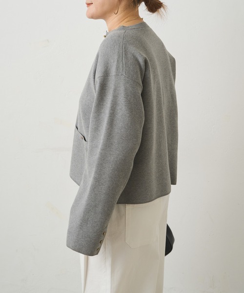 PUAL CE CIN（ピュアルセシン）の「ミラノリブニットカーディガン（カーディガン/ボレロ・レディース・グレー/ブラック/アイボリー・FREE）」の10枚目の写真