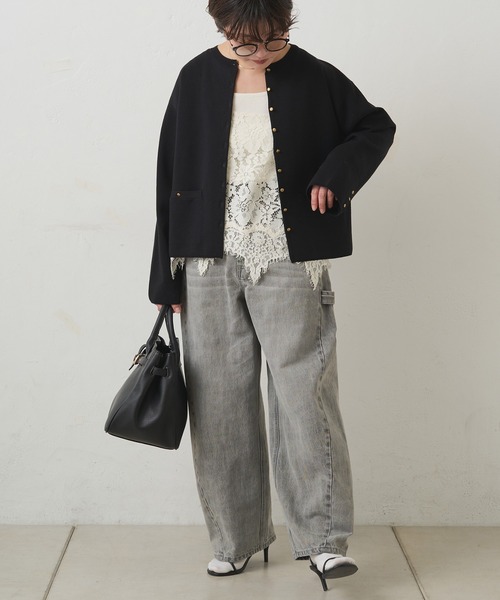 PUAL CE CIN（ピュアルセシン）の「ミラノリブニットカーディガン（カーディガン/ボレロ・レディース・グレー/ブラック/アイボリー・FREE）」の18枚目の写真