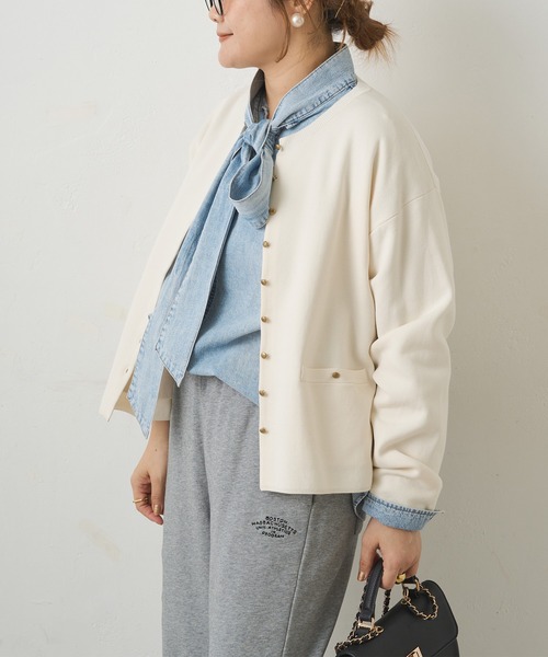 PUAL CE CIN（ピュアルセシン）の「ミラノリブニットカーディガン（カーディガン/ボレロ・レディース・グレー/ブラック/アイボリー・FREE）」の5枚目の写真