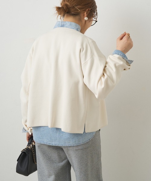 PUAL CE CIN（ピュアルセシン）の「ミラノリブニットカーディガン（カーディガン/ボレロ・レディース・グレー/ブラック/アイボリー・FREE）」の6枚目の写真