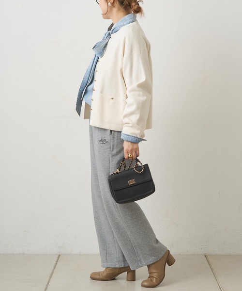 PUAL CE CIN（ピュアルセシン）の「ミラノリブニットカーディガン（カーディガン/ボレロ・レディース・グレー/ブラック/アイボリー・FREE）」の8枚目の写真