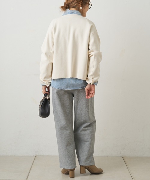 PUAL CE CIN（ピュアルセシン）の「ミラノリブニットカーディガン（カーディガン/ボレロ・レディース・グレー/ブラック/アイボリー・FREE）」の9枚目の写真