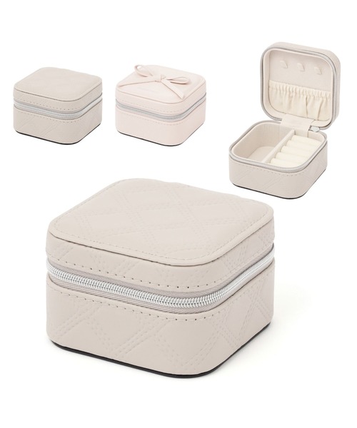 ブランド ジュエリーケース・箱 まとめ売り 大量 セット キルト トラベルジュエリーボックス S グレー 旅行 アクセサリー収納