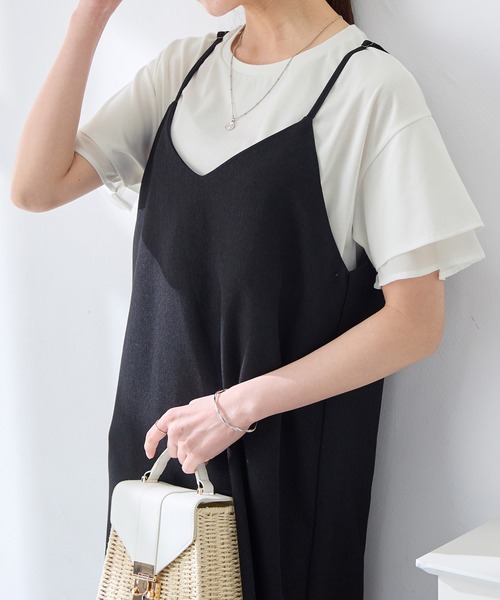 alotta(アロッタ)の「1枚マスト!袖口シフォンフレアスリーブTシャツ<接触冷感>(Tシャツ/カットソー・レディース・ネイビー/ブルー系その他/ピンク/オフホワイト/ブラック・L/LL/M)」の15枚目の写真