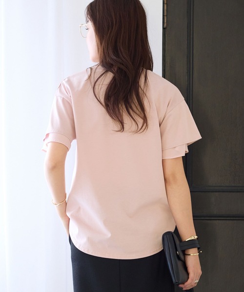 alotta(アロッタ)の「1枚マスト!袖口シフォンフレアスリーブTシャツ<接触冷感>(Tシャツ/カットソー・レディース・ネイビー/ブルー系その他/ピンク/オフホワイト/ブラック・L/LL/M)」の21枚目の写真