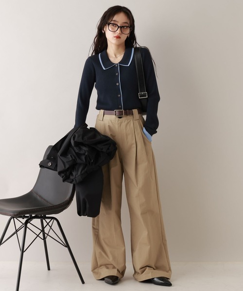 RAGEBLUE(レイジブルー)の「バイカラーリブニットポロカーディガン(カーディガン/ボレロ・レディース・ネイビー/グレー/ホワイト・FREE)」の13枚目の写真