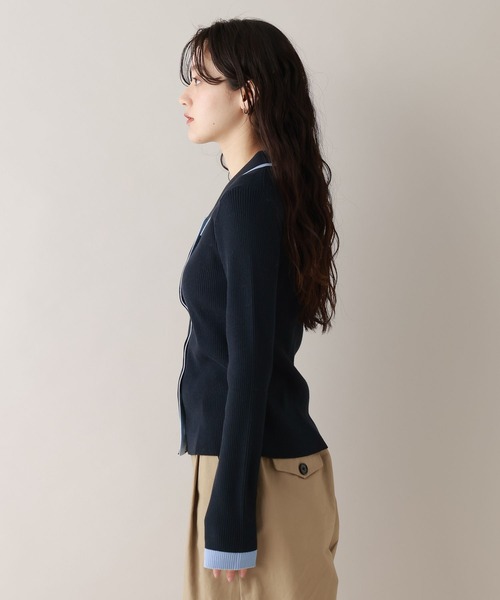 RAGEBLUE(レイジブルー)の「バイカラーリブニットポロカーディガン(カーディガン/ボレロ・レディース・ネイビー/グレー/ホワイト・FREE)」の17枚目の写真