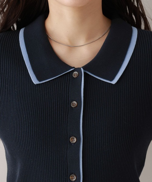 RAGEBLUE(レイジブルー)の「バイカラーリブニットポロカーディガン(カーディガン/ボレロ・レディース・ネイビー/グレー/ホワイト・FREE)」の19枚目の写真
