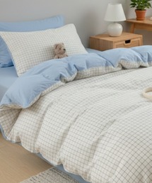 VIBGYOR（ヴィブジョー）の「LESRIRE/チェックデザイン寝具4点セット・シングル ベッドカバー シーツ 枕カバー L9188（寝具）」