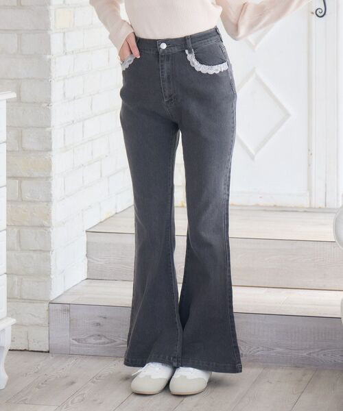 ems excite（エムズエキサイト）の「ポケットレースデニムPT（デニムパンツ・レディース・ブルー/ブラック・SMALL/MEDIUM）」の2枚目の写真