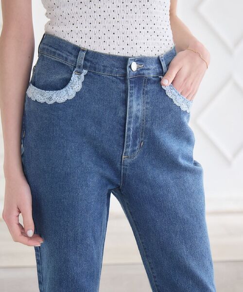 ems excite（エムズエキサイト）の「ポケットレースデニムPT（デニムパンツ・レディース・ブルー/ブラック・SMALL/MEDIUM）」の11枚目の写真