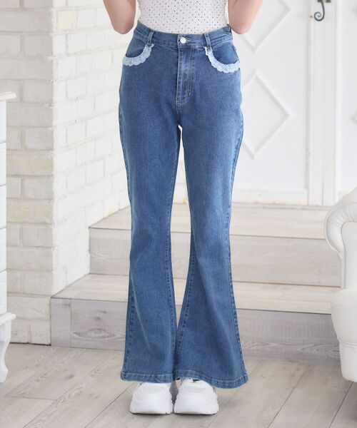 ems excite（エムズエキサイト）の「ポケットレースデニムPT（デニムパンツ・レディース・ブルー/ブラック・SMALL/MEDIUM）」の17枚目の写真