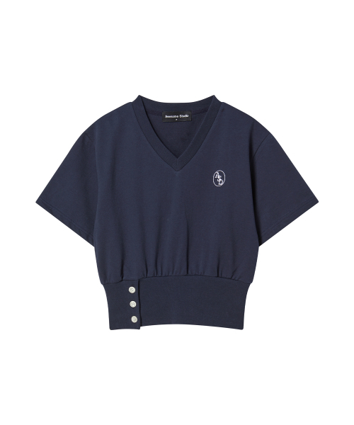 AWESOME STUDIO(オーサムスタジオ)の「Vネックボタン装飾半袖Tシャツブラック(Tシャツ/カットソー・レディース・ブラック・FREE)」の8枚目の写真