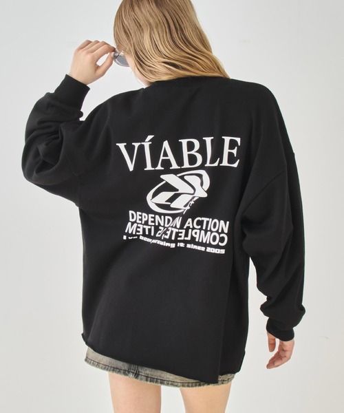 ANAP（アナップ）の「ロゴプリントカットオフミニ裏毛トップス（その他トップス・レディース・ブルー/ブラック/ホワイト・F）」の2枚目の写真