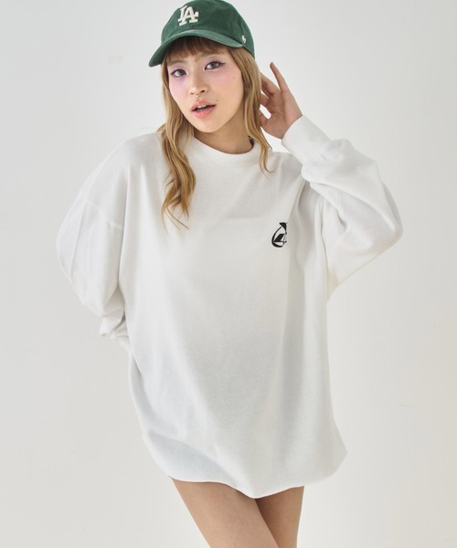 ANAP（アナップ）の「ロゴプリントカットオフミニ裏毛トップス（その他トップス・レディース・ブルー/ブラック/ホワイト・F）」の5枚目の写真