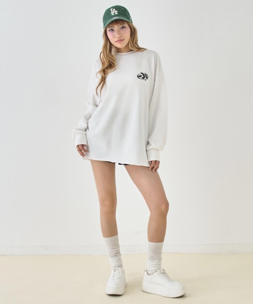 ANAP（アナップ）の「ロゴプリントカットオフミニ裏毛トップス（その他トップス・レディース・ブルー/ブラック/ホワイト・F）」の9枚目の写真