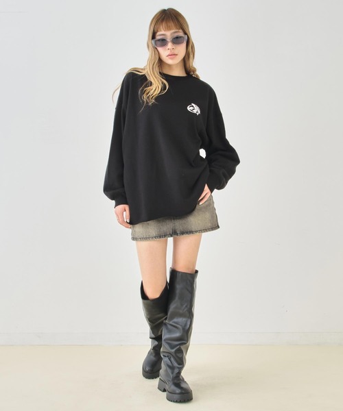 ANAP（アナップ）の「ロゴプリントカットオフミニ裏毛トップス（その他トップス・レディース・ブルー/ブラック/ホワイト・F）」の13枚目の写真