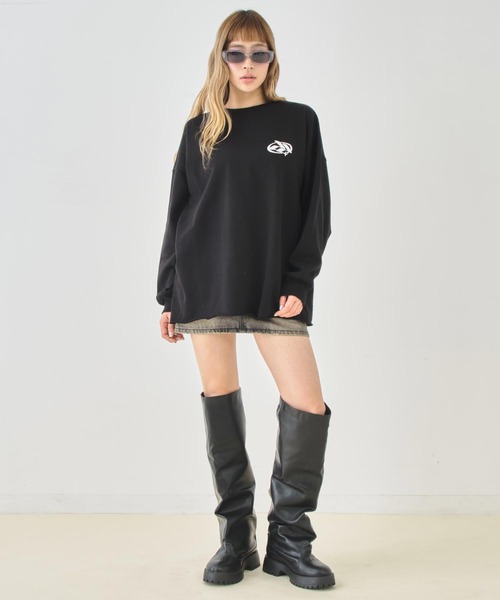 ANAP（アナップ）の「ロゴプリントカットオフミニ裏毛トップス（その他トップス・レディース・ブルー/ブラック/ホワイト・F）」の14枚目の写真