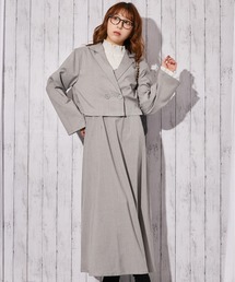 《麻調・ワンピース&ショートジャケット》セットアップ/キレイめ×フェミニン/春夏秋/全3色