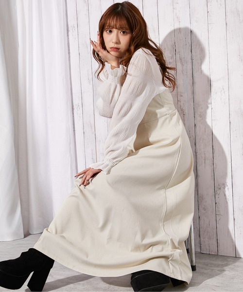 GORGE（ゴージ）の「《麻調・ワンピース＆ショートジャケット》セットアップ／キレイめ×フェミニン／春夏秋／全3色（ワンピース・レディース・アイボリー/ブラック/グレー・F）」の4枚目の写真