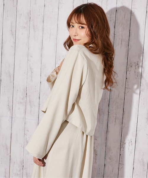 GORGE（ゴージ）の「《麻調・ワンピース＆ショートジャケット》セットアップ／キレイめ×フェミニン／春夏秋／全3色（ワンピース・レディース・アイボリー/ブラック/グレー・F）」の9枚目の写真