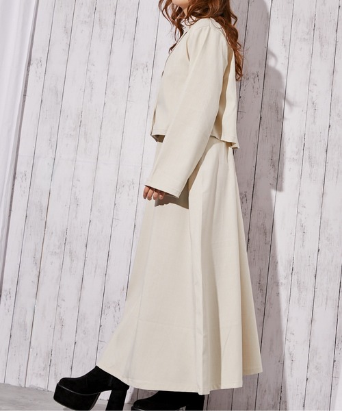 GORGE（ゴージ）の「《麻調・ワンピース＆ショートジャケット》セットアップ／キレイめ×フェミニン／春夏秋／全3色（ワンピース・レディース・アイボリー/ブラック/グレー・F）」の10枚目の写真