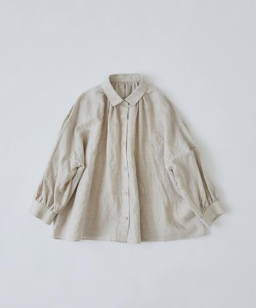 conges payes ADIEU TRISTESSE（コンジェ ペイエ アデュートリステス）の「コットンリネンギャザーシャツ（シャツ/ブラウス・レディース・ベージュ/イエロー/ミント・38）」の2枚目の写真