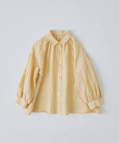 conges payes ADIEU TRISTESSE（コンジェ ペイエ アデュートリステス）の「コットンリネンギャザーシャツ（シャツ/ブラウス・レディース・ベージュ/イエロー/ミント・38）」の3枚目の写真
