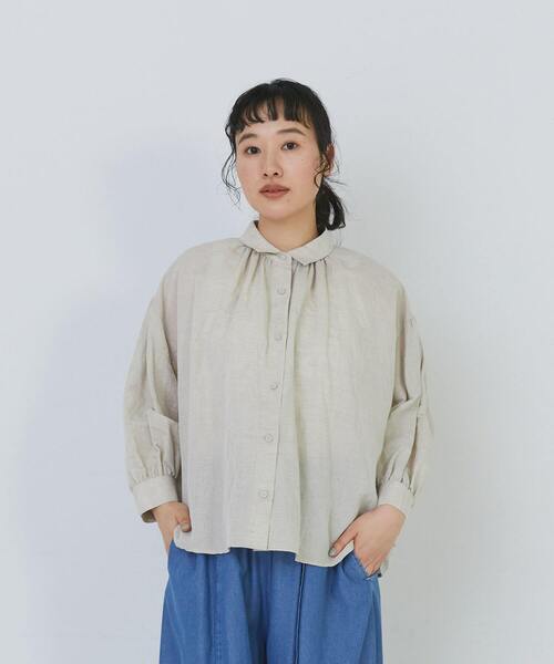 conges payes ADIEU TRISTESSE（コンジェ ペイエ アデュートリステス）の「コットンリネンギャザーシャツ（シャツ/ブラウス・レディース・ベージュ/イエロー/ミント・38）」の15枚目の写真