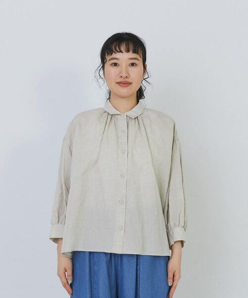 conges payes ADIEU TRISTESSE（コンジェ ペイエ アデュートリステス）の「コットンリネンギャザーシャツ（シャツ/ブラウス・レディース・ベージュ/イエロー/ミント・38）」の16枚目の写真