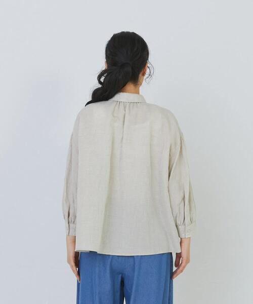 conges payes ADIEU TRISTESSE（コンジェ ペイエ アデュートリステス）の「コットンリネンギャザーシャツ（シャツ/ブラウス・レディース・ベージュ/イエロー/ミント・38）」の18枚目の写真