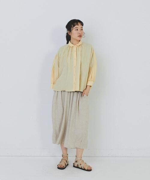 conges payes ADIEU TRISTESSE（コンジェ ペイエ アデュートリステス）の「コットンリネンギャザーシャツ（シャツ/ブラウス・レディース・ベージュ/イエロー/ミント・38）」の22枚目の写真