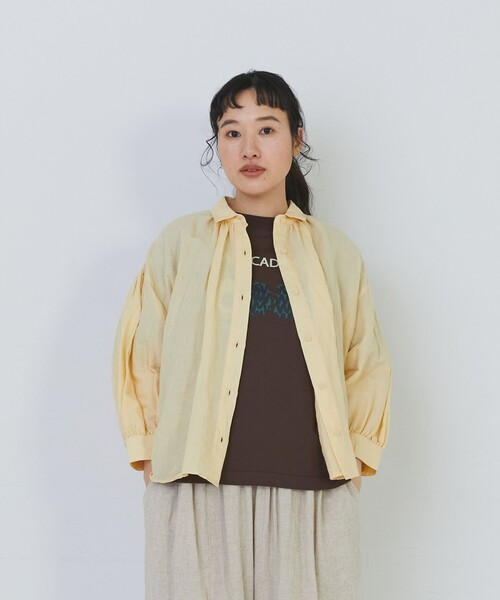 conges payes ADIEU TRISTESSE(コンジェ ペイエ アデュートリステス)の「コットンリネンギャザーシャツ(シャツ/ブラウス・レディース・ベージュ/イエロー/ミント・38)」の15枚目の写真