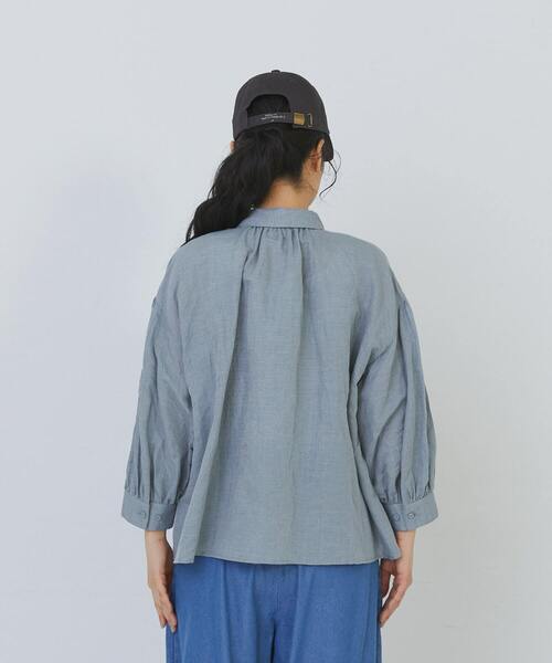 conges payes ADIEU TRISTESSE（コンジェ ペイエ アデュートリステス）の「コットンリネンギャザーシャツ（シャツ/ブラウス・レディース・ベージュ/イエロー/ミント・38）」の4枚目の写真