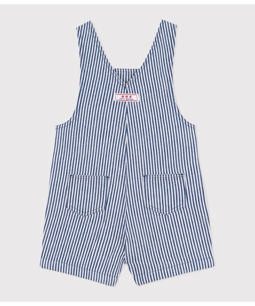 PETIT BATEAU(プチバトー)の「ストライプショートサロペット(サロペット/オーバーオール・キッズ・ホワイト×ブルー・12MONTH)」の3枚目の写真