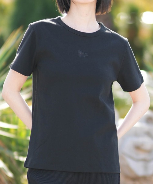 NEW ERA(ニューエラ)の「NEW ERA/ニューエラ レディース 半袖 クロップドTシャツ WS SS TEE FLAG(Tシャツ/カットソー・レディース・ブラック/ホワイト・S/M)」の1枚目の写真