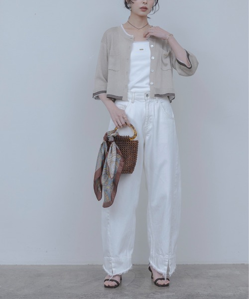 Eimee Law(エイミーロウ)の「レイヤードライクハーフスリーブカーディガン(カーディガン/ボレロ・レディース・ベージュ/ブラック/グレー・FREE)」の4枚目の写真